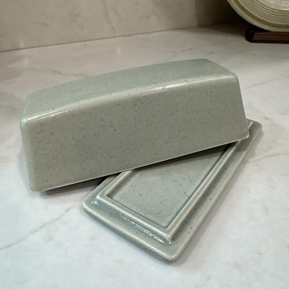 Calvin Klein Khaki Collection Cargo Speckled Sage Covered Butter Dish